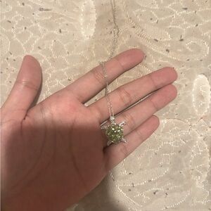 Peridot and white topaz Turtle Pendant Necklace